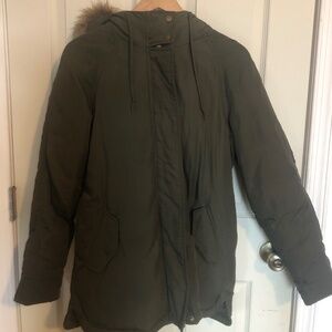 Old Navy Green Utility Parka w/ Fur Hood